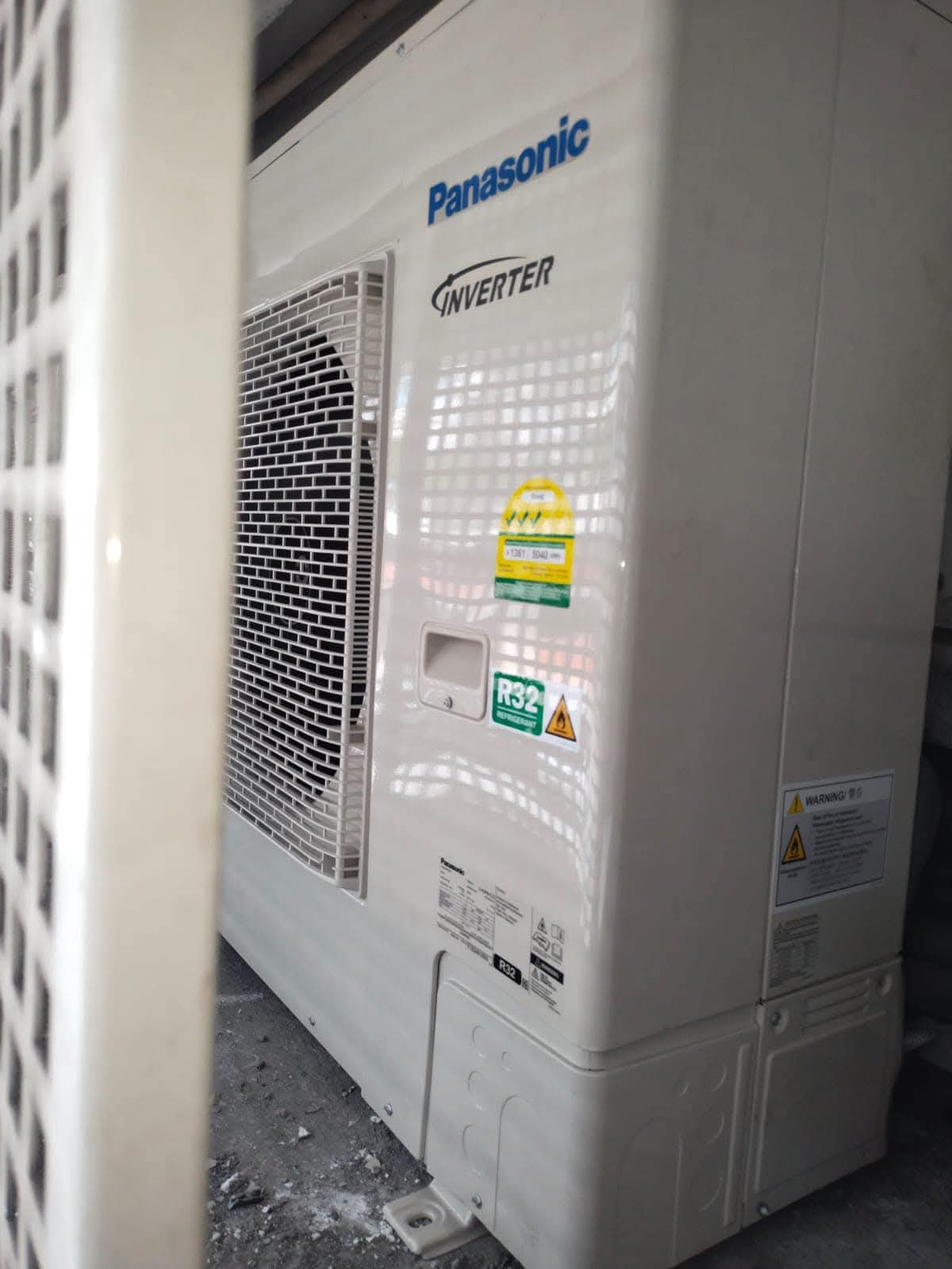 Outdoor condenser unit close up